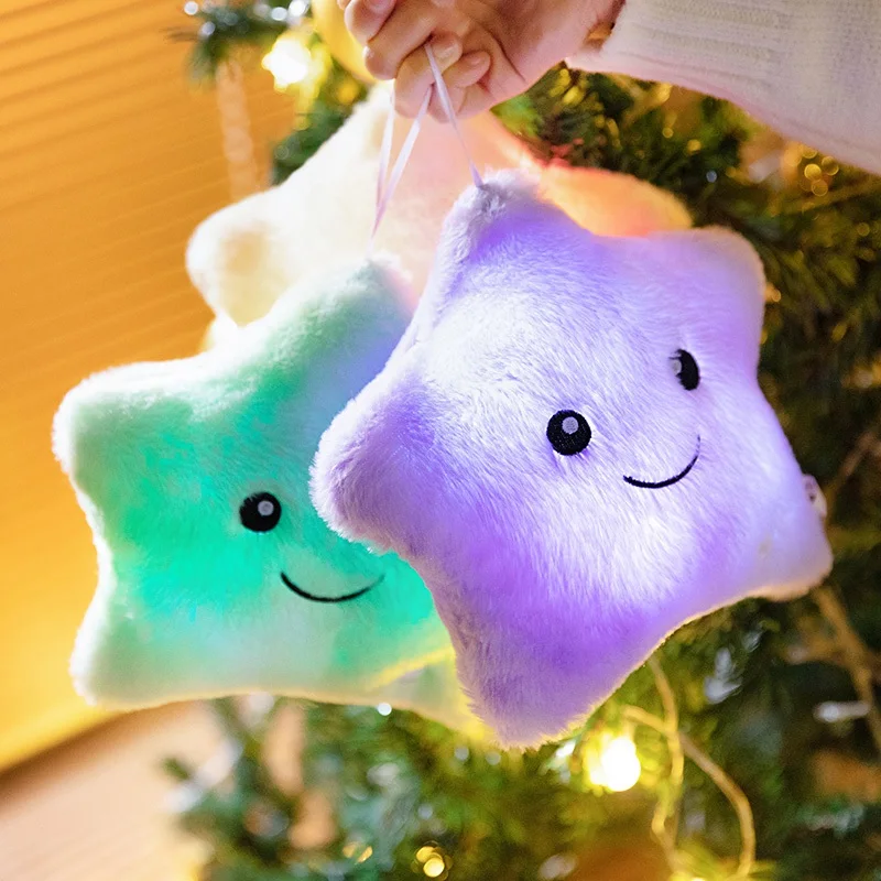 24*22CM Luminous Five-pointed Star Plush Toys Glowing Star Stuffed Soft Doll Pillow Nice Halloween Xmas Gifts 2