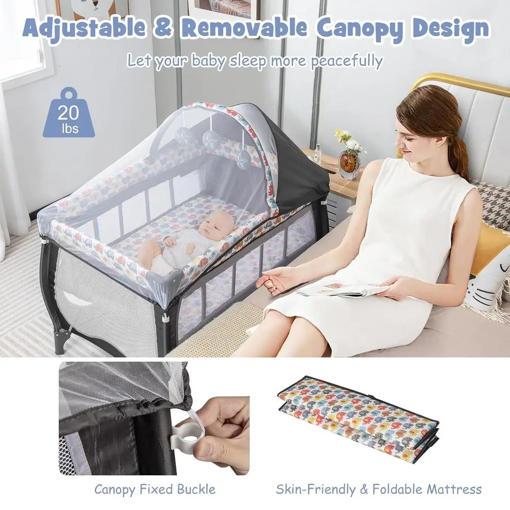 Portable Baby Play yard with Bassinet 3