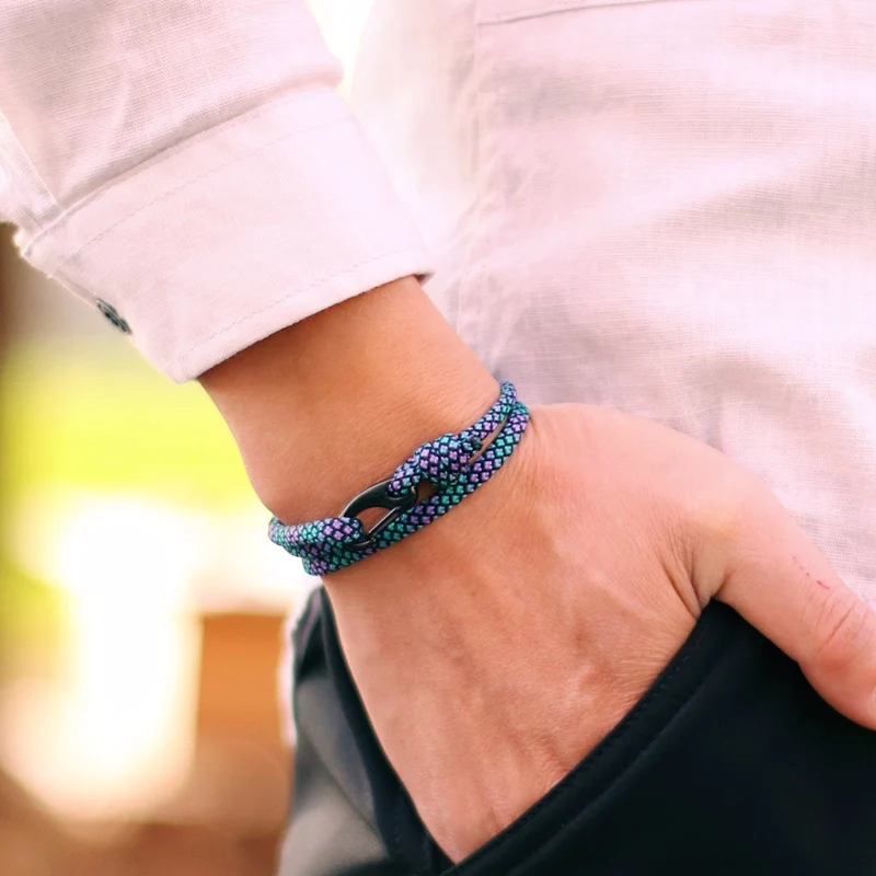 Black Stainless Steel Paracord Bracelet for Men