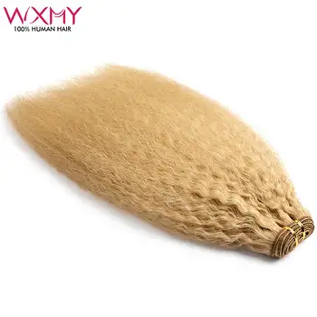 Capelli umani lisci crespi tesse 100 g/pz fasci di capelli umani Remy cucire nelle estensioni di trama #27 capelli naturali di colore biondo miele