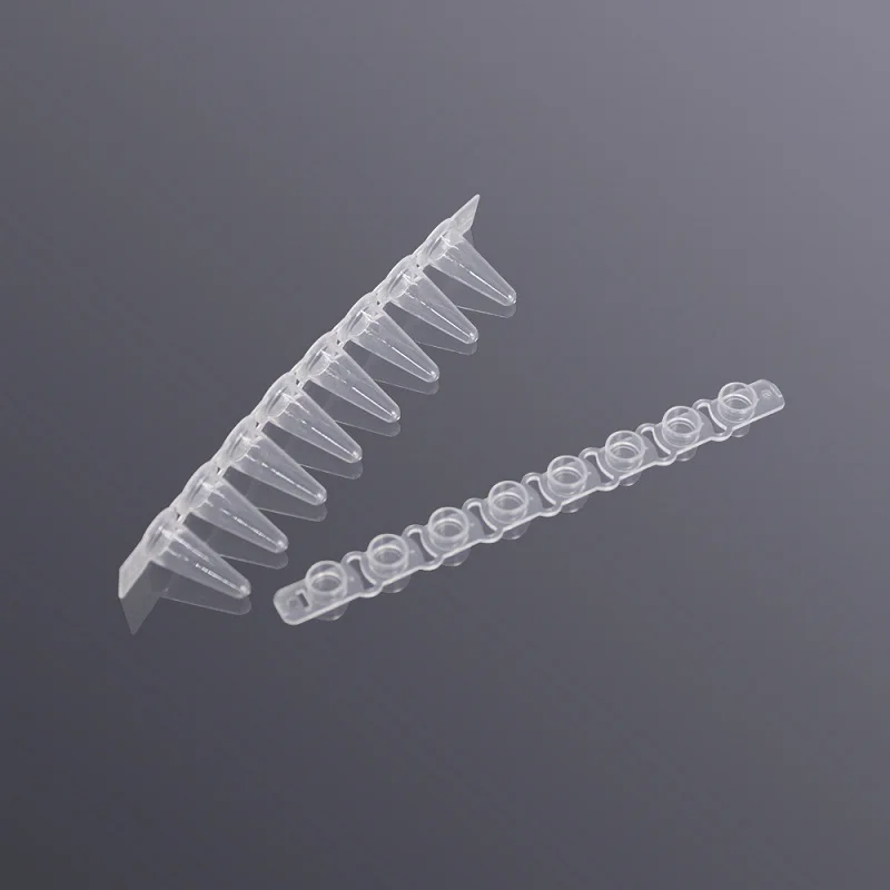 LABSELECT Eight row tubes with flat cover, 0.1ml PCR Strip Tubes, 125 rows/carton, PST-0108-FT-C