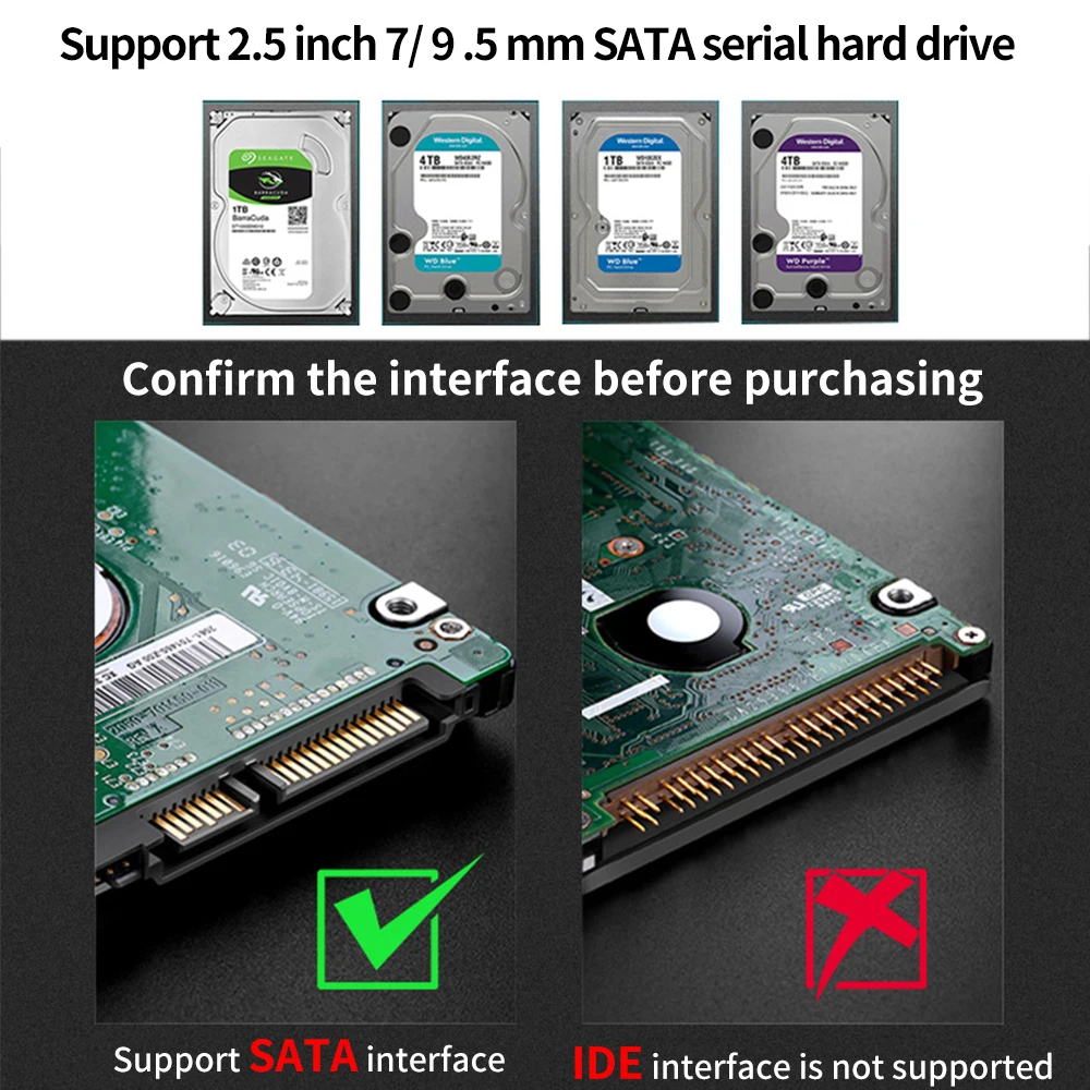 External hard drive case 2.5 HDD SSD hard drive enclosure SATA to USB 3.0 2.0 hard disk adapter Max 6Gbps 10TB external hard drive box hdd case enclosure hard drive adapter ssd adapter