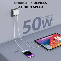 Cargador USB C Charger Cargador Rapido 50W 5 Puertos Bloque de Carga rápida, multicargador USB Carga rapida - Image 2