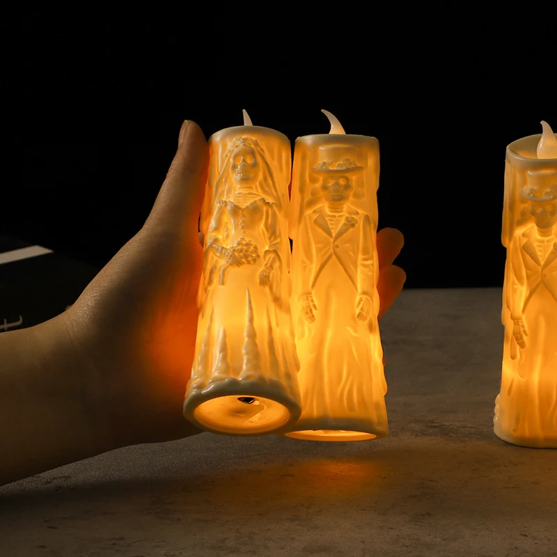 1Set Bride Groom LED Candle Lights 2025 Halloween Party Home Table Decoration Haunted House Horror Props Creative Wedding Gifts