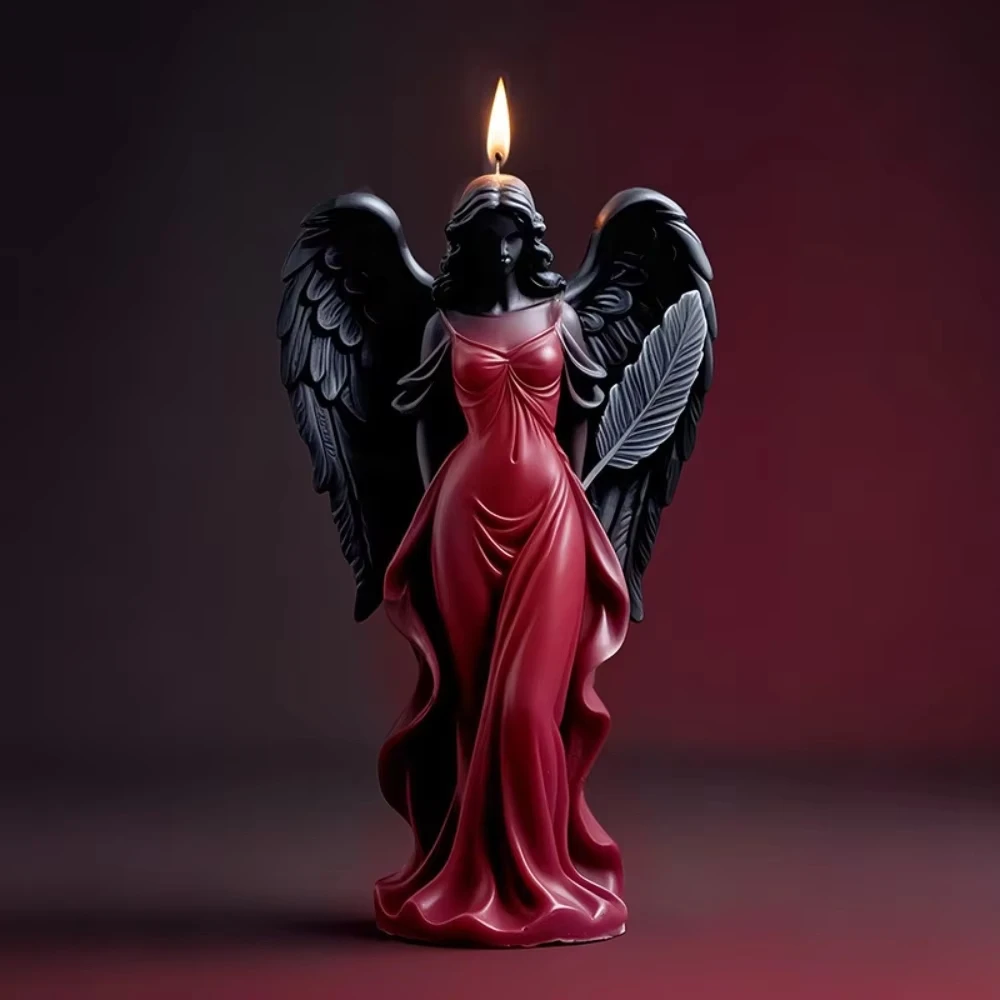 Gothic Winged Angel Relief Candle & Skirted Goddess Resin Mold