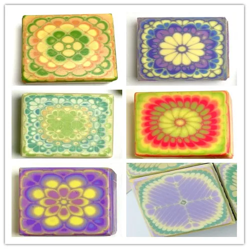 5.9cm square acrylic pull through Kaleidoscope soap shapers tools 8 pcs per set soap molds kit