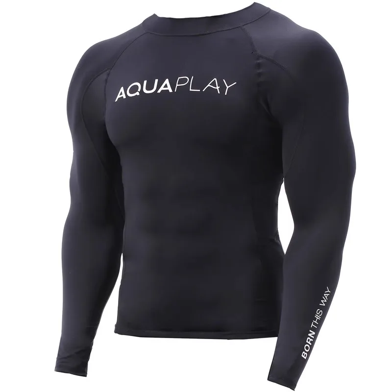 AquaPlay Men&lsquo;s Rash Guard Surfing Diving Suits Swimwear Long Sleeve Suit Swimming Surf Clothing Beach Outdoor Sport Fitness