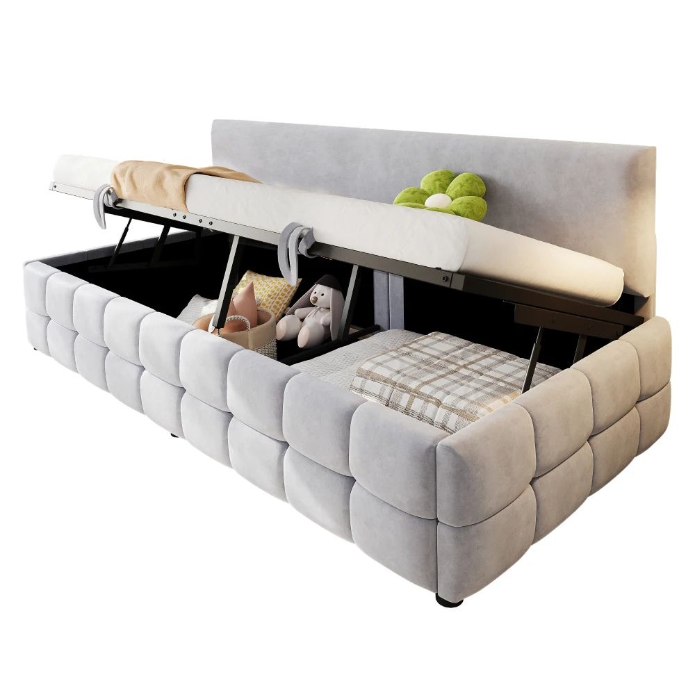 Gepolstertes Schlafsofa 90*200 cm, mit hydraulischem Stauraum, Rückenlehne ohne Armlehnen, mit auffälligem, klassischem Teppichmuster, Samt – Detail 24