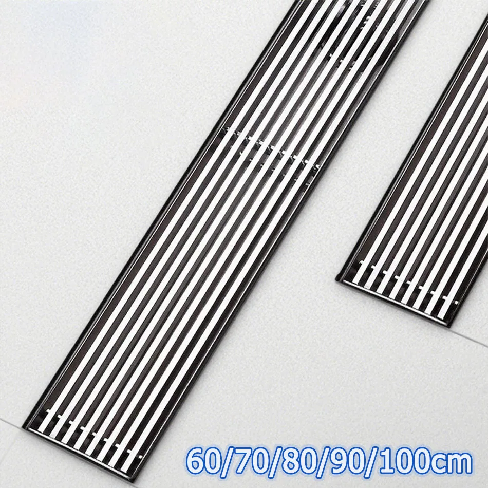 ท่อระบายน้ำพื้นห้องน้ำ สแตนเลส 304 ลายทาง สำหรับอ่างล้างหน้า อ่างอาบน้ำ ฝักบัว แบบยาว  ขนาด 60 70 80 90 100 ซม. 1