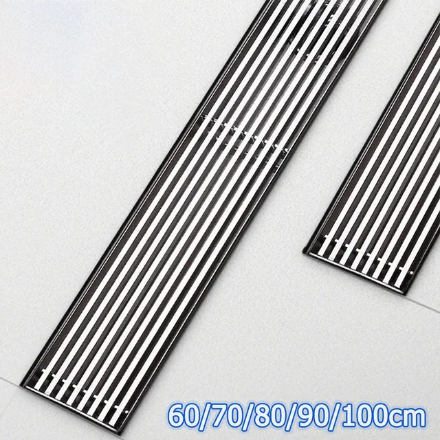 ท่อระบายน้ำพื้นห้องน้ำ สแตนเลส 304 ลายทาง สำหรับอ่างล้างหน้า อ่างอาบน้ำ ฝักบัว แบบยาว  ขนาด 60 70 80 90 100 ซม. 1