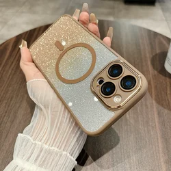 Glitter Magnetic 2 - in - 1 Clear Case with Gradient Bling and Wireless Charging Compatibility - iPhone 12 Pro Max (Desert Color)