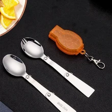 

304 Stainless Steel Folding Fork Outdoor Travel Portable Cutlery Student Children Creative Spoon Main Dish Soup Spoon