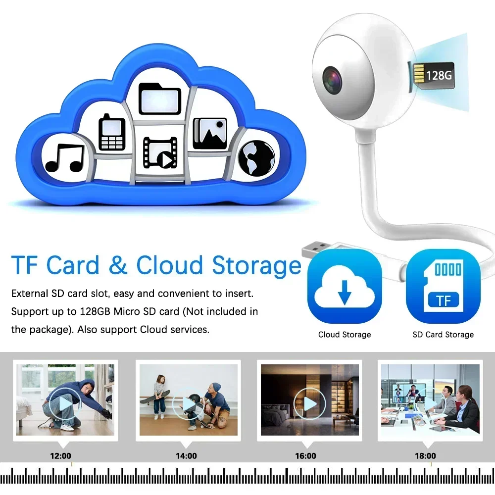 Mini 5MP WiFi Security Camera Indoor Wireless USB Light Bulb Camera Motion Detection 2-Way Audio for Baby Monitoring Protection 6