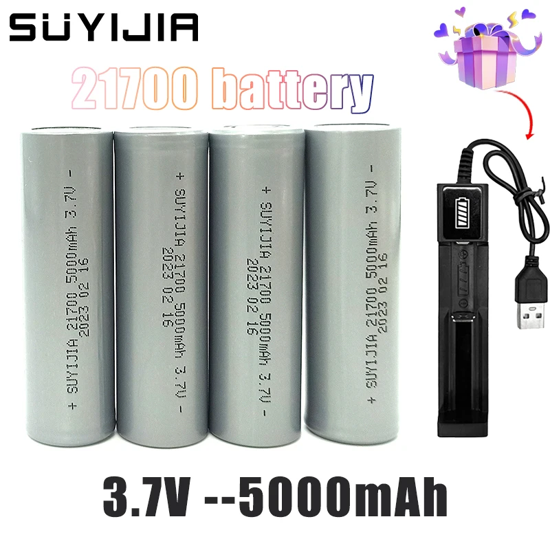 

Ture 3.7V 5000mAh 21700 Battery Lithium Liion Rechargeable Batteries for Camera Flashlight Microphone Shaver Toys Power Batteria