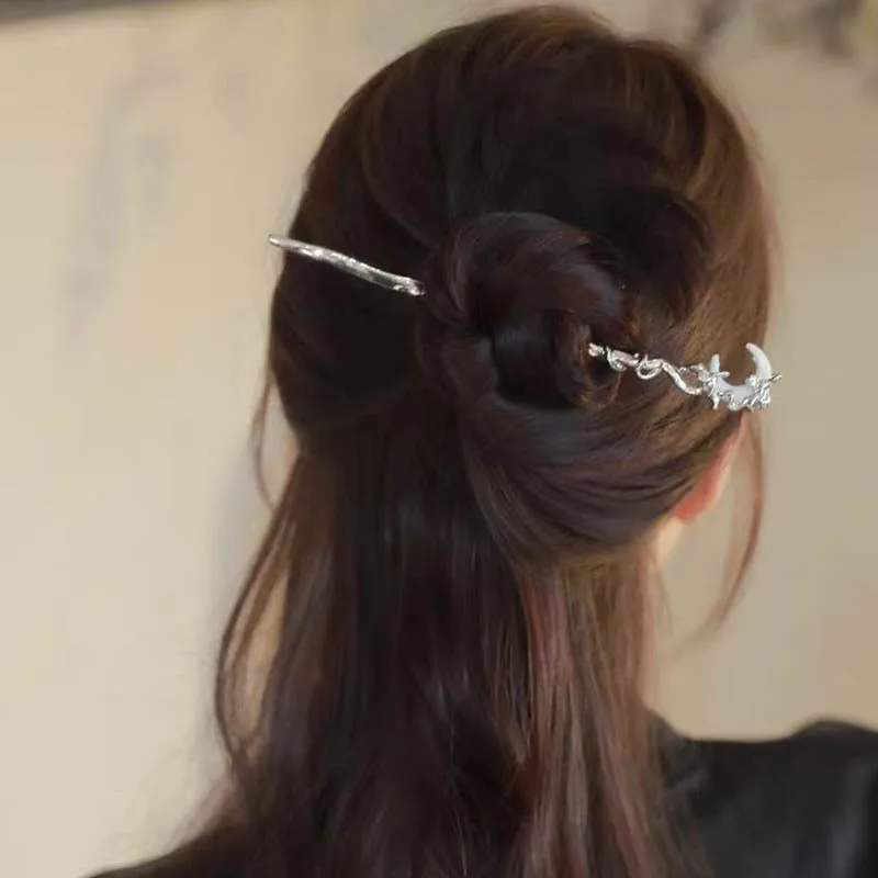 Crescent Shaped Hairpin Women Chinese Style Irregular Metal Personalized Simple Versatile Hair Accessories Exquisite hair accessory,jewelry accessories