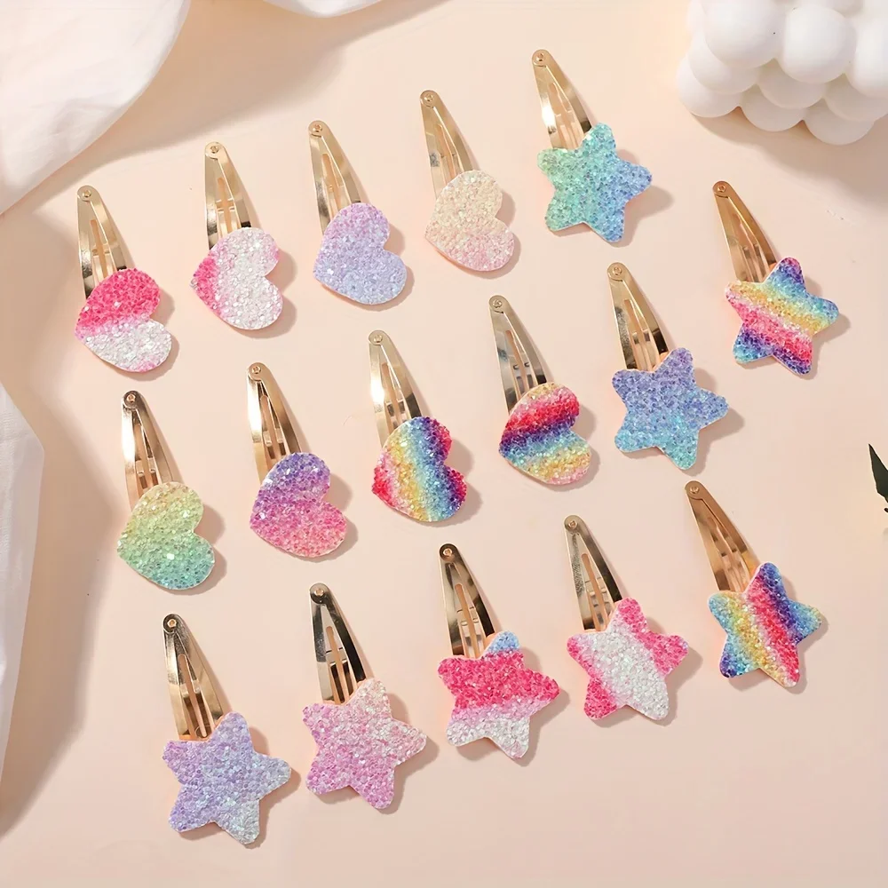 16Pcs Shiny Flower Rabbit BB Hair Clips for Cute Girls Handmade Hairpins Barrettes Headwear Fashion Kids Baby Hair Accessories 6
