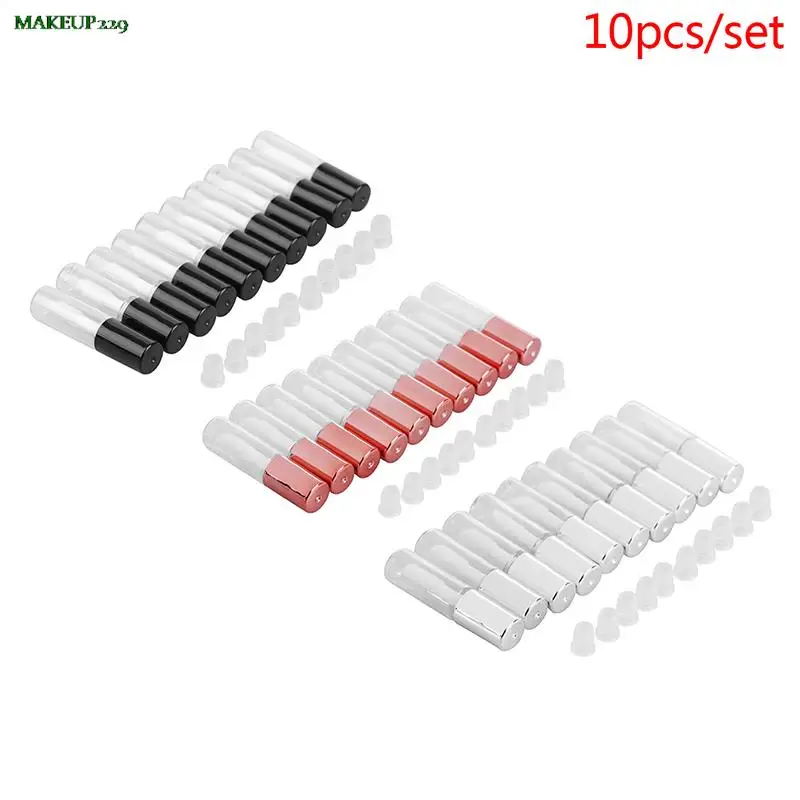 10pcs 1.2ML Rose Gold Empty Lip Gloss Tube DIY Plastic Elegant Liquid Lipstick Container Round Mini Lipgloss Sample Bottle