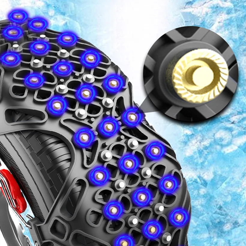 Black nail car tire anti-skid chain for sedan, off-road vehicle, snow and mud