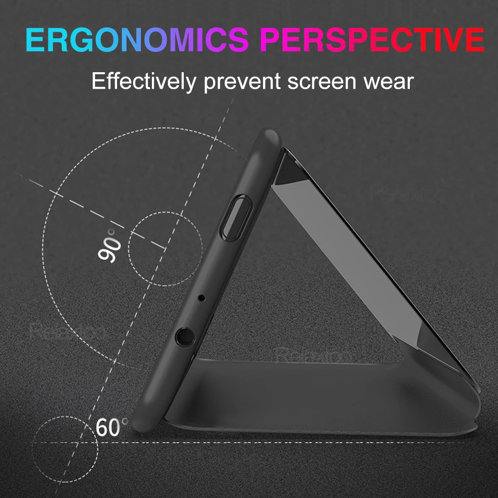 Mirror Cover Smart View Leather Magnetic Book Stand Case - Reflective Design and Durable Protection