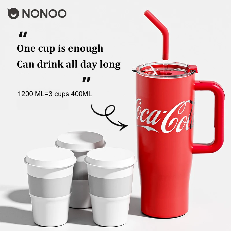 NONOO Coca-Cola 1200ml Tumbler with Handle and Straw Lid