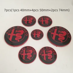 7 - Piece Alfa Romeo Emblem Set: Premium Wheel, Hood, and Trunk Styling Kit (7pcs black red)