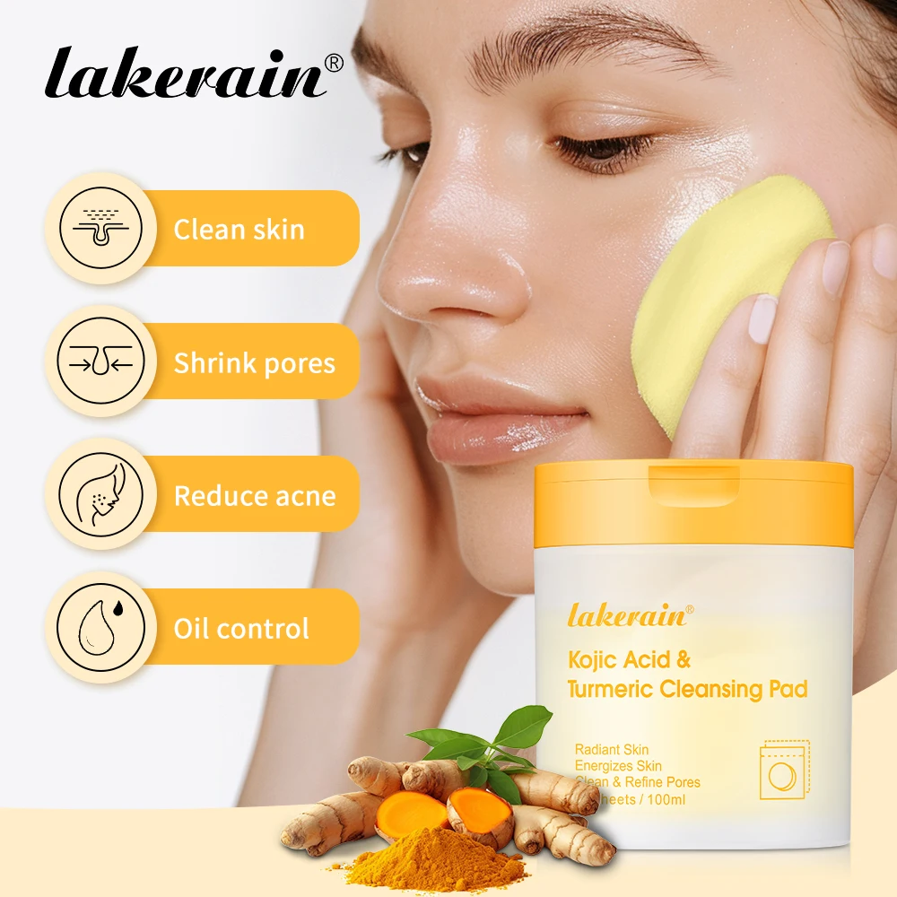 Kojic Acid And Turmeric Cleansing Pad Exfoliate Lighten Acne Scars Unclog Pores Turmeric Cleansing Pad Dark Spots With  Glycerol 4