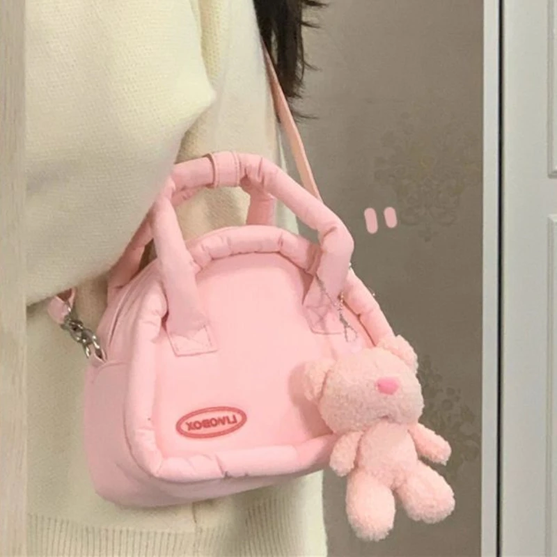 Xiuya Sweet Cute Handbags for Women Fluffy Soft Clouds Casual Crossbody Bag Harajuku Style Summer New Fashion Shoulder Bag crossbody bag,women shoulder bag,women messenger bag