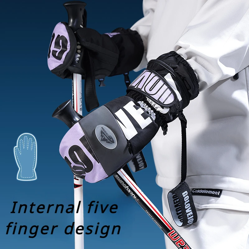 2025 Adult Skiing Glove Winter Outdoor Anti-slip Waterproof Snow Gloves Fitness Gloves New Protective Plush Snowboarding Mittens 4