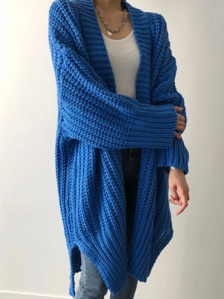 

Coats for Women 2023 Autumn Winter New Korean Elegant Loose Solid Knitted Cardigan Long Sweater Oversize Casual Overcoat Outwear