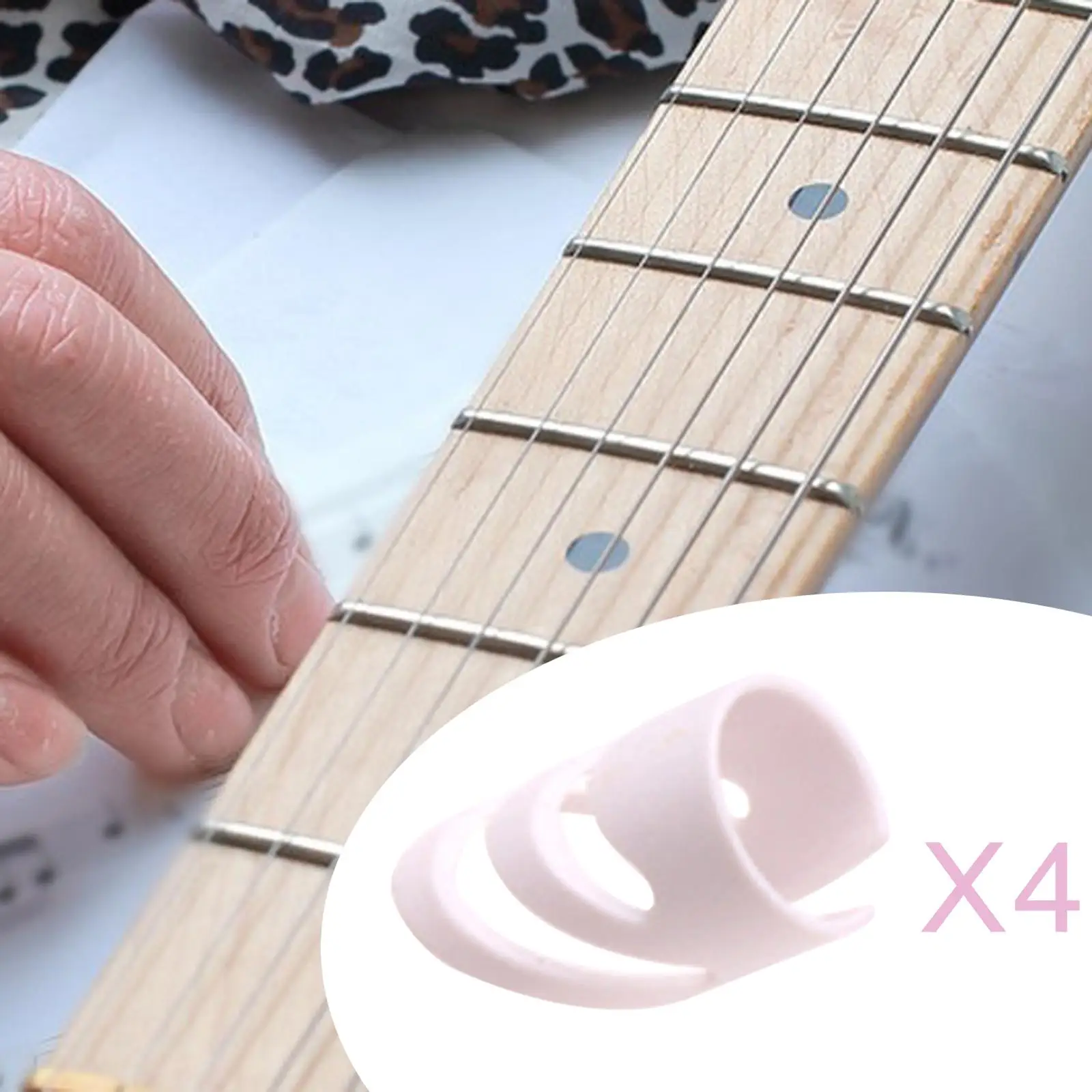 4 Pieces Guitar Finger Picks Guitar Thumb Picks Finger Caps for Ukulele Acoustic Harp Mandolin Banjo