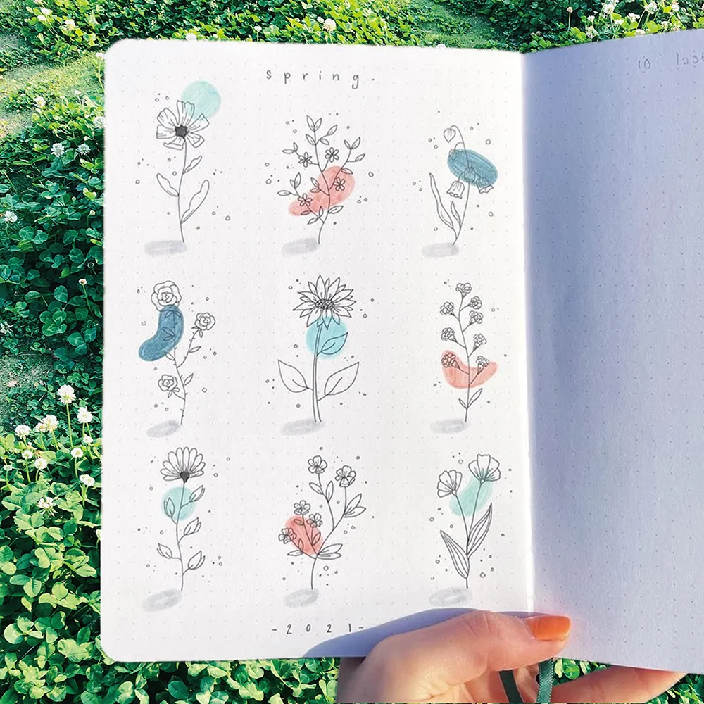 Impermeável Capa Dura Pontilhada Notebook Capa Dura Aquarela Sketchbook Dot Grid Journal Papel Bambu Grosso 160 Páginas 5x5 mm - Imagem 2