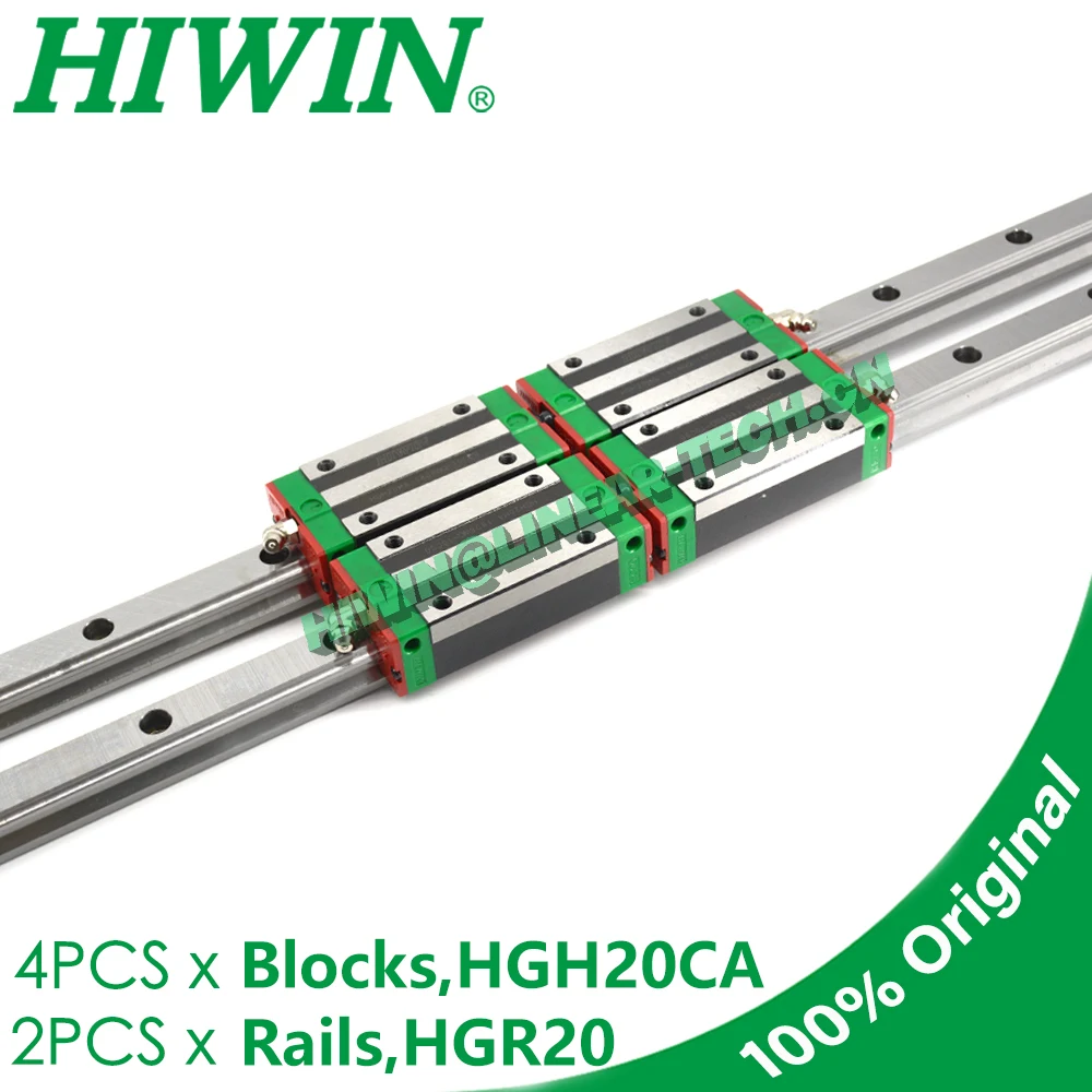 Original HIWIN HGH20CA Carriage Slide Block Linear Guide Rail HGR20 200 300 400 500 600 700 800 900 1000 1100 1200 CNC Router