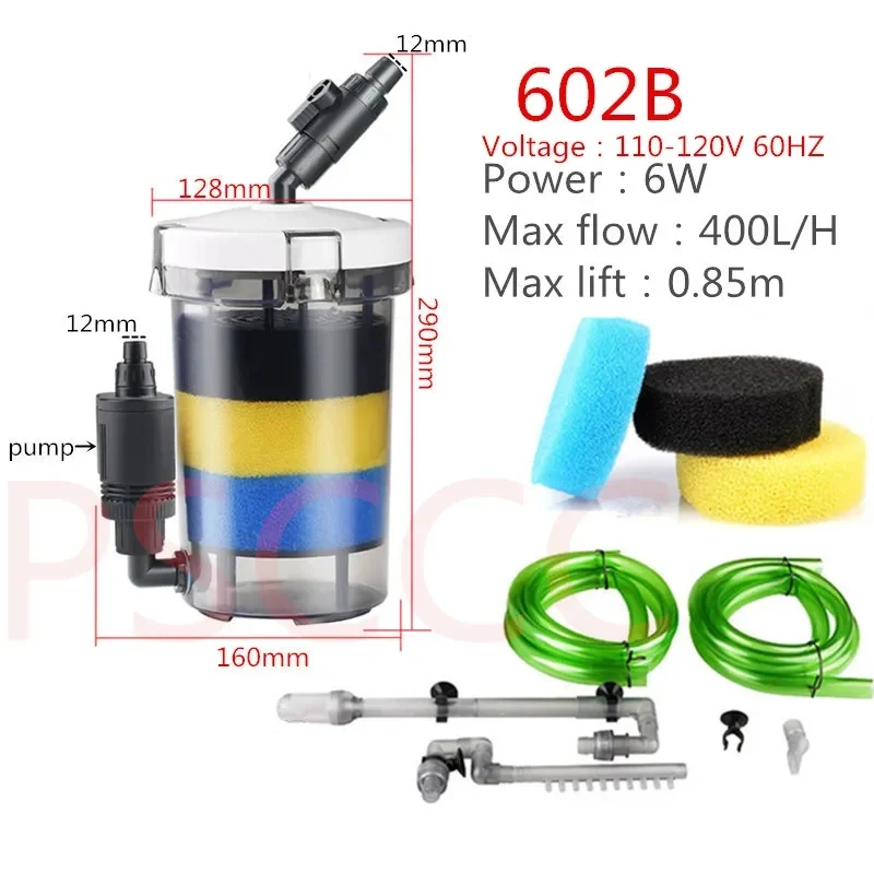 SUNSUN HW602B HW603B Ultra-quiet External Aquarium Filter Bucket Container for aquarium fish tank, filter box + water pump 5