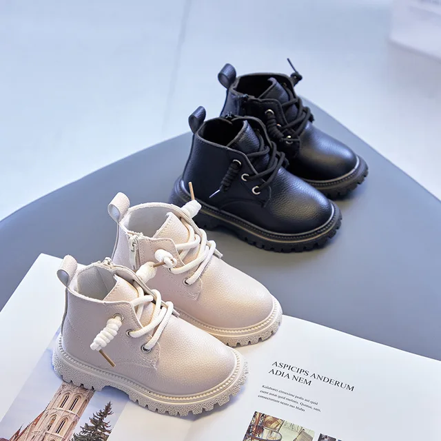 Baby Kids Short Boots Boys Shoes Autumn Winter Leather Children Boots Fashion Toddler Girls Boots Boots Kids Snow Shoes E08091 2