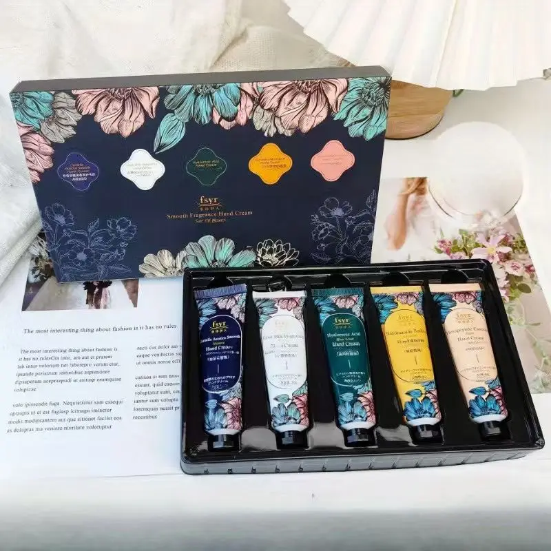 5PCS Fragrant Hand Cream Gift Box Moisturize Hands Makeup Water Gift Set Christmas Valentine's