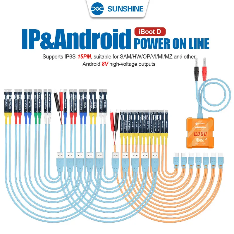 SUNSHINE iBoot D New Phone Power Supply Test Cable For IP&Android 6S-15/15P/15Plus/15PM 8V High Voltage Output Power Cable