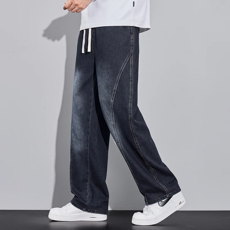 2025 Autumn Fashion Straight Jeans Men's Clothing Loose Casual Korean Pants Student Vintage Denim Trousers Male Streetwear 2