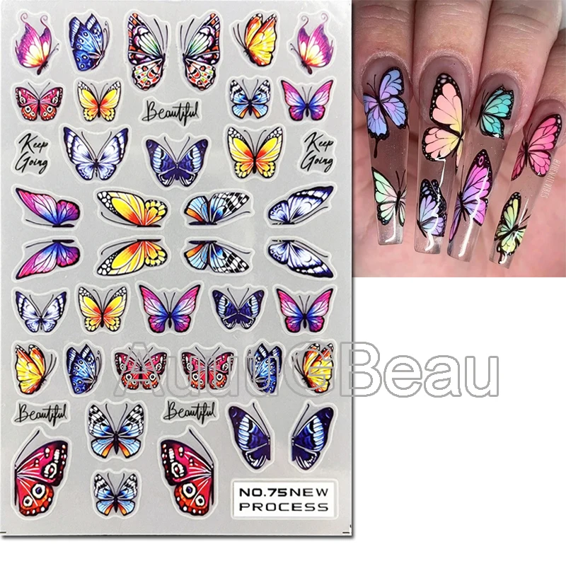 

Nail Art 3d Ultrathin Stickers Colorful Butterflys Adhesive Slider Decals Nail Decoration Manicure Beauty