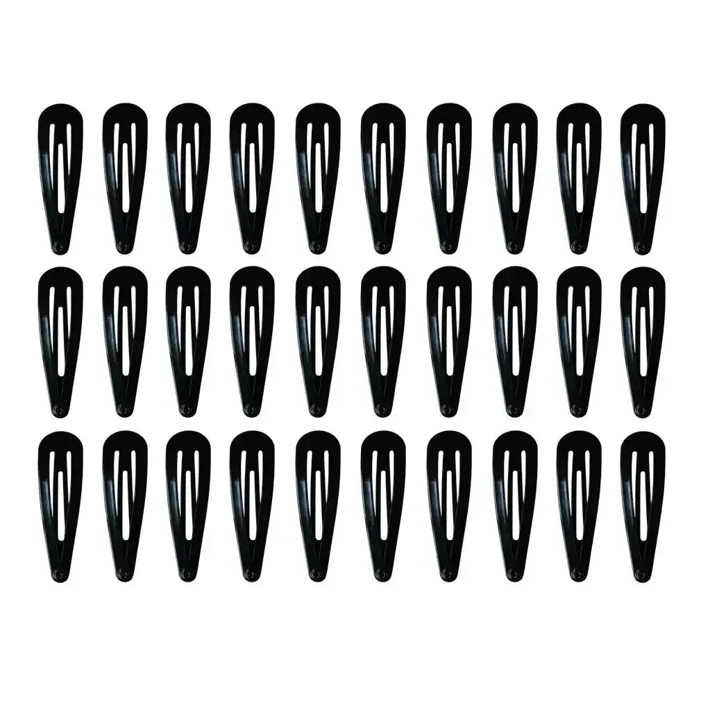 40-Pack Decorative Black Hair Clips - 2-Inch Metal Snap Barrettes