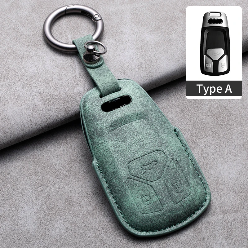 Premium Suede Leather Car Key Case Cover with Keychain Accessories