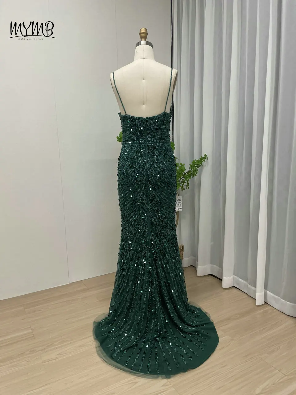 MYMB Sparkly Spaghetti-Trägern Meerjungfrau Abend Prom Party Kleider für Gala Luxus Perlen High Split Hochzeit Gast Kleider MY30032 – Detail 10