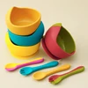 3PCS Baby Silicone Tableware Sets Newborn Feeding Suction Bowl Soft Spoon Fork Training Baby Dinner Set Baby Accessories 2
