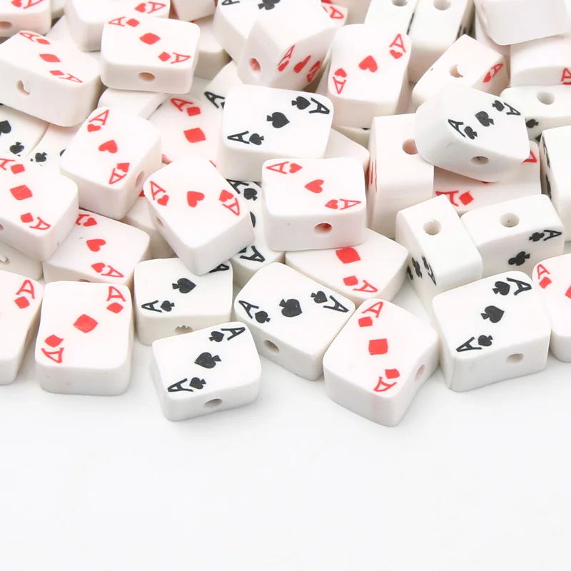 

Polymer Clay Beads Chinese Playing Cards A 8x10mm White Square Flat Polymer Clay Spacer Beads For Jewelry Making Diy Accessories