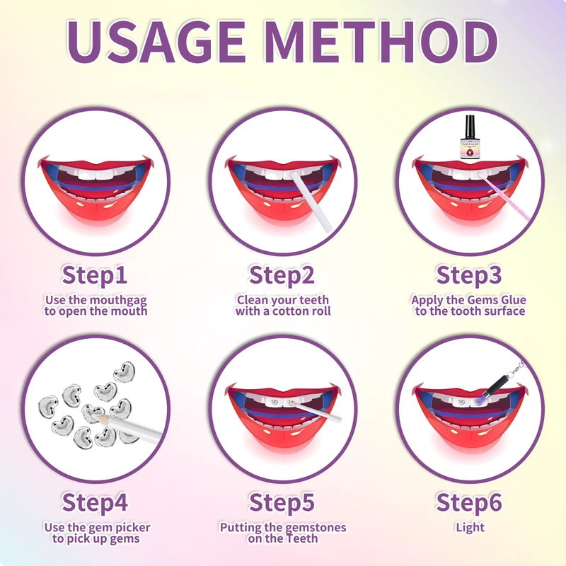 DIY Teeth Gems Kit With Glues And Light Teeth Anti-drop