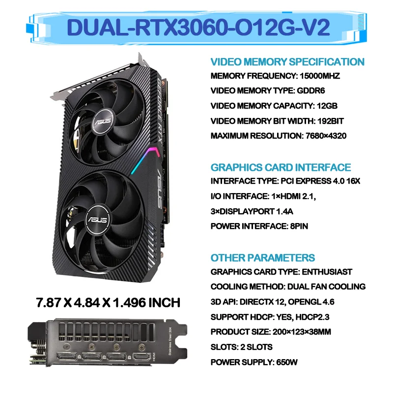 DUAL-RTX3060-O12G-V2 [PCIExp 12GB] ASUS - 通販 - salva.lt