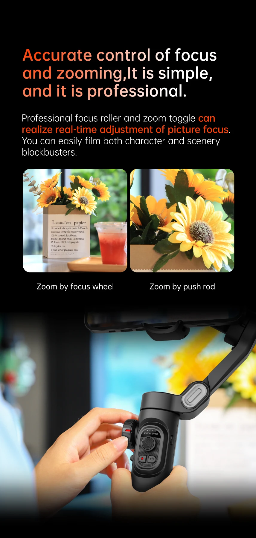 AOCHUAN 3-Achsen Handheld Gimbal Stabilisator SmartXE für Smartphone für iPhone Android mit KI-Gesichtsverfolgung für TikTok Vlog – Detail 12