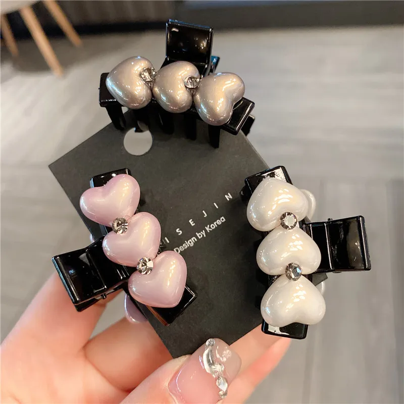 TwinkLei Sweet Heart Hair Claw Crab Women Cute Ponytail Hair Clamp Korean Hair Accessories for Girls Bang Hairpins