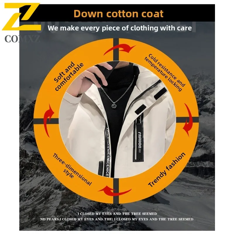 Men Outdoor Sports Jacket Winter Thickened Parka Windproof Water-Resistant Thermal Coat  Fleece Lined Cold Weather Streetwear