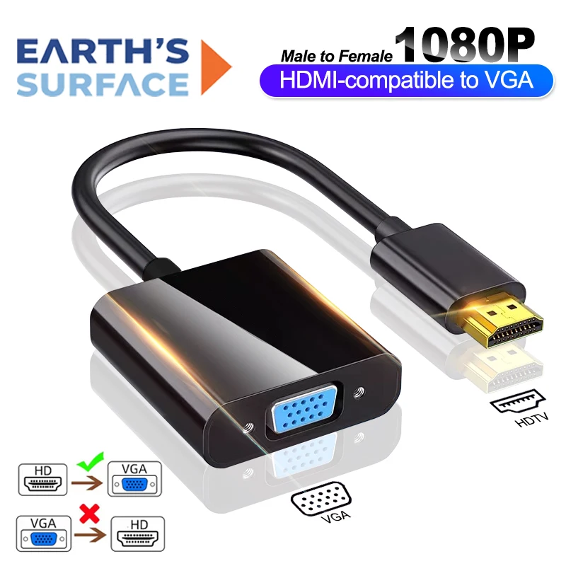 HDMI-compatible to VGA Adapter Cable 1080P Male to Female Video Digital Analog Converter PS4 PC Laptops TV Box Projector