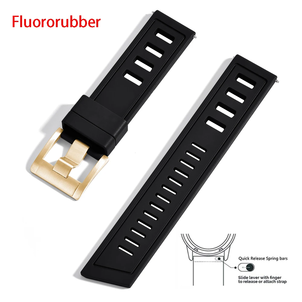 Enhanced Fluororubber Quick Release Waterproof Watch Strap